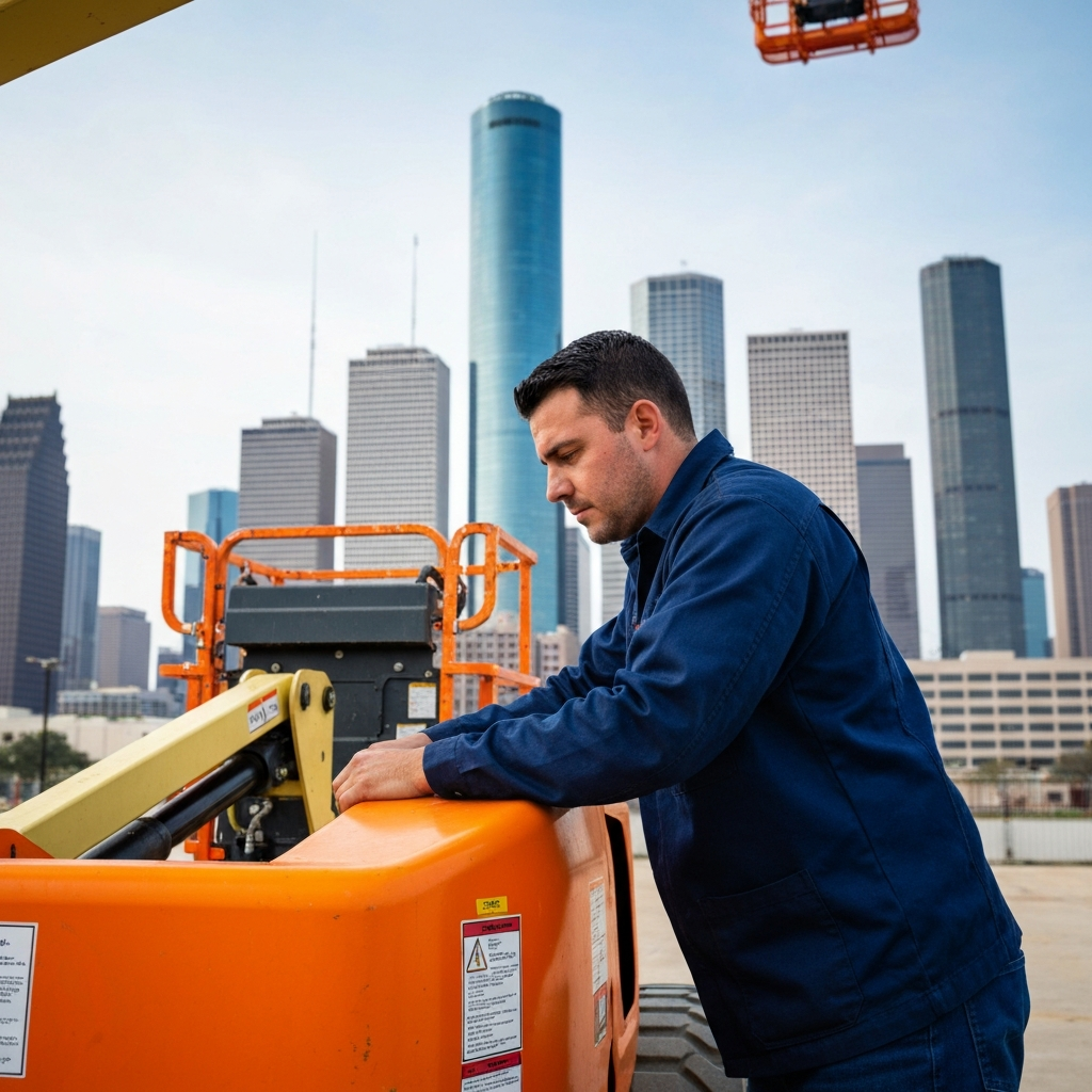 Boom lift inspection in Houston jobsite