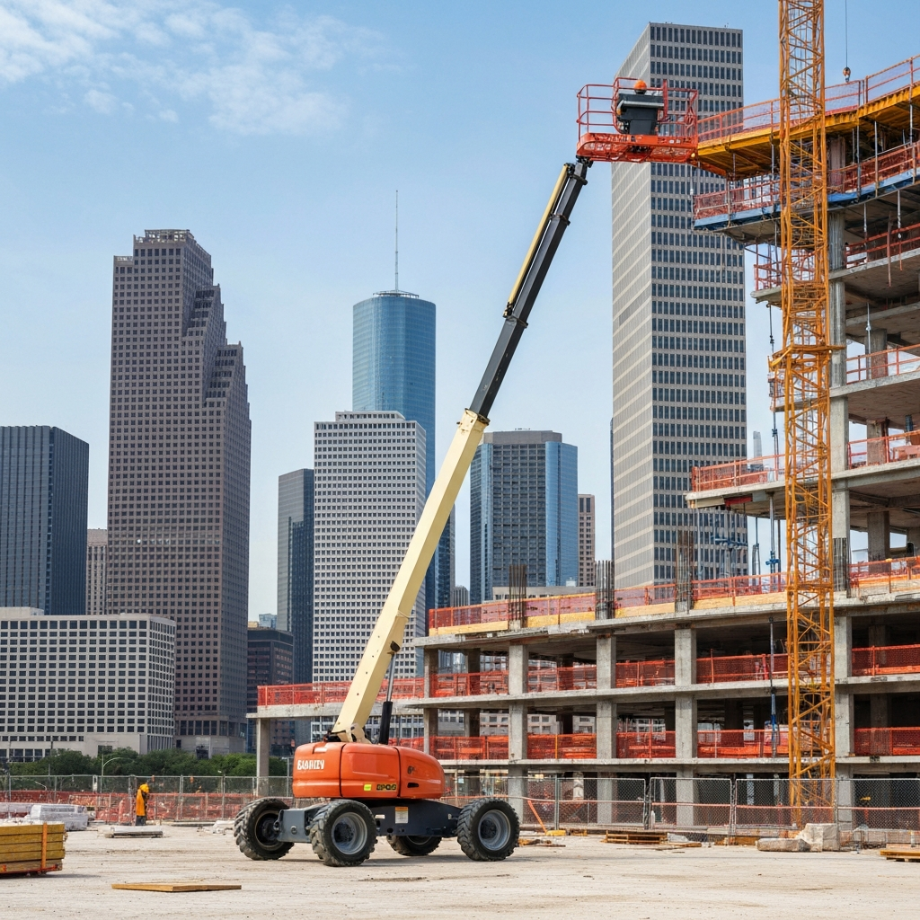 Boom lift at Houston construction site