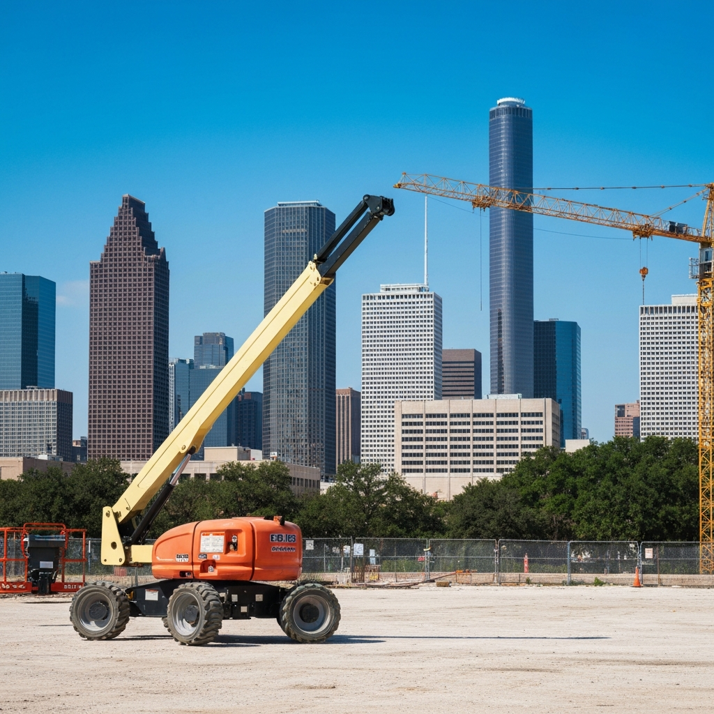 Boom lift at Houston construction site