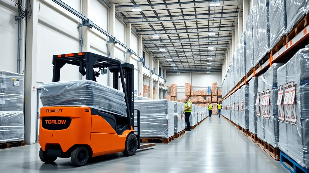 Forklift in a Houston distribution warehouse — Upright Forklift, Houston TX