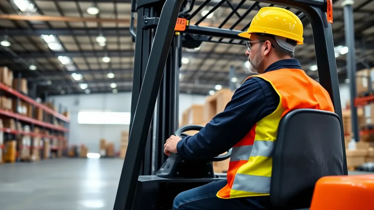 Operator running a forklift in a warehouse — Upright Forklift, Houston TX