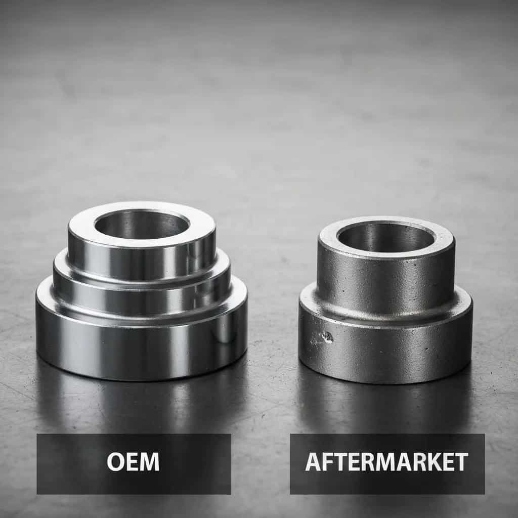 Comparison of OEM and aftermarket forklift parts, highlighting differences in quality and design