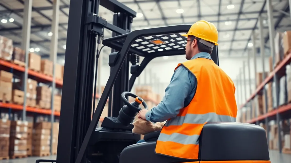 Operator running a forklift in a warehouse — Upright Forklift, Houston TX