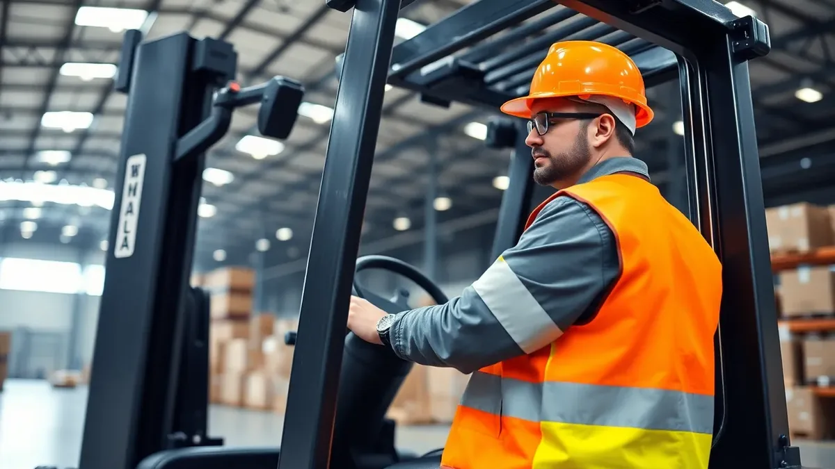 Operator running a forklift in a warehouse — Upright Forklift, Houston TX