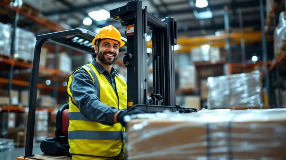 Certified operator running a warehouse forklift — Upright Forklift, Houston TX