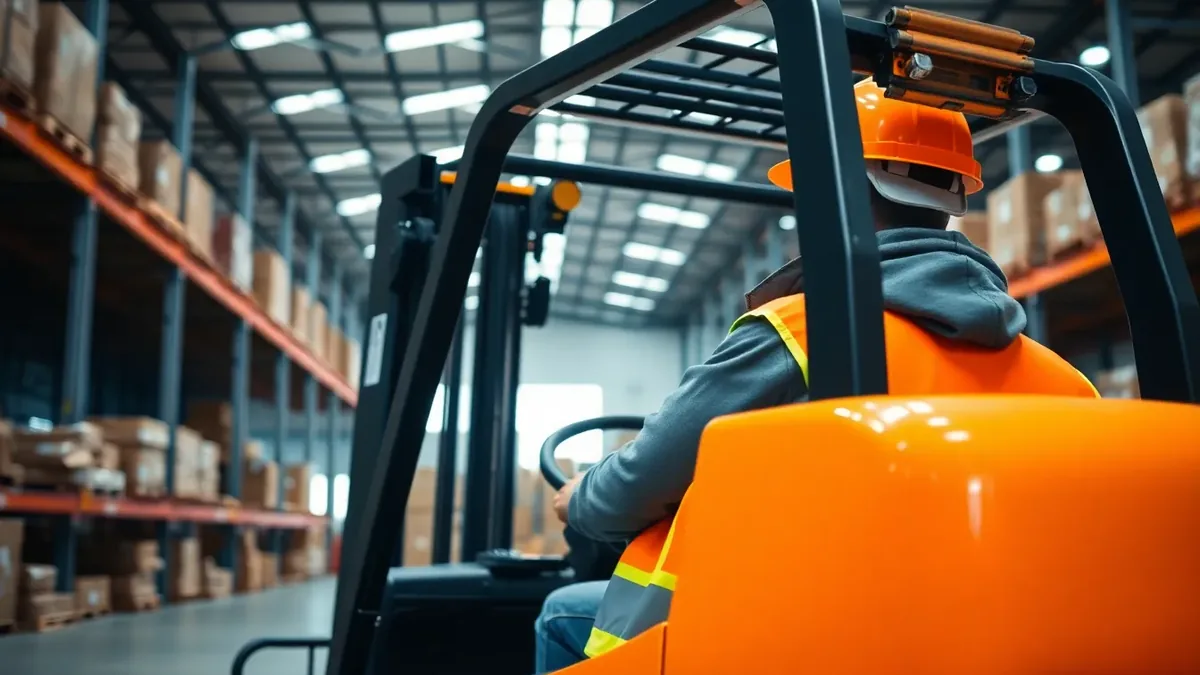 Operator running a forklift in a warehouse — Upright Forklift, Houston TX