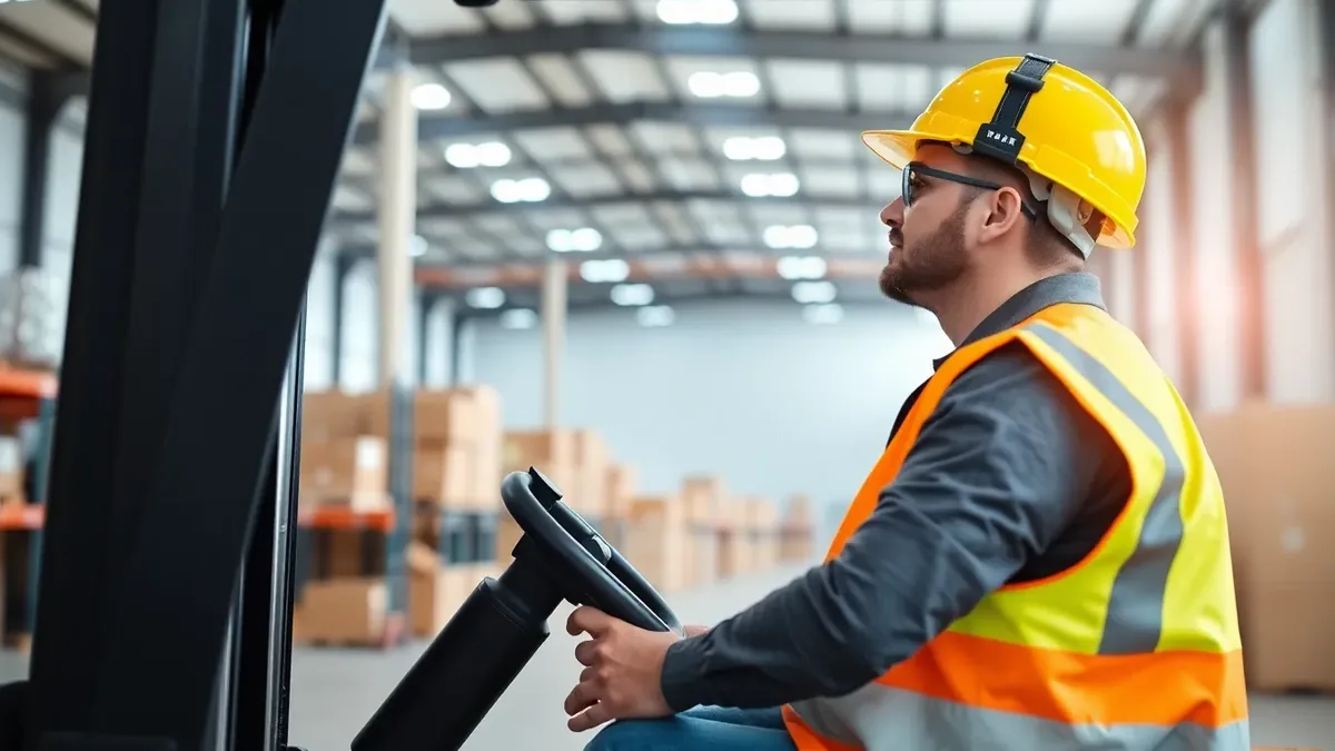 Operator running a forklift in a warehouse — Upright Forklift, Houston TX