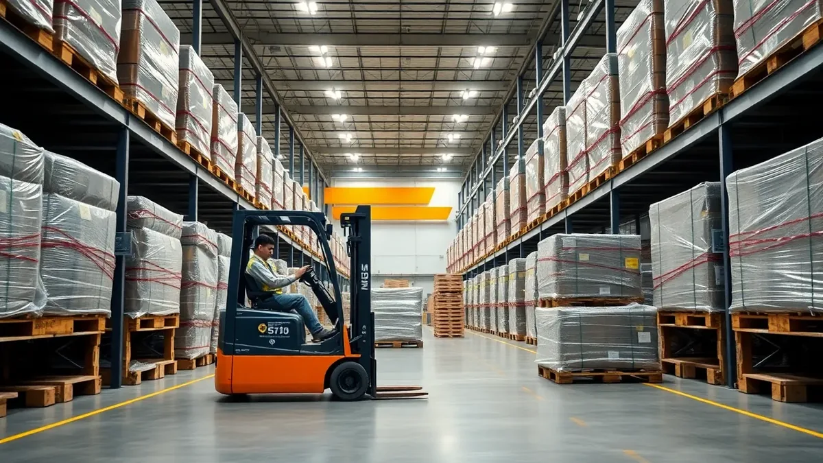 Forklift in a Houston distribution warehouse — Upright Forklift, Houston TX
