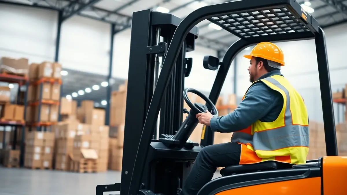 Operator running a forklift in a warehouse — Upright Forklift, Houston TX