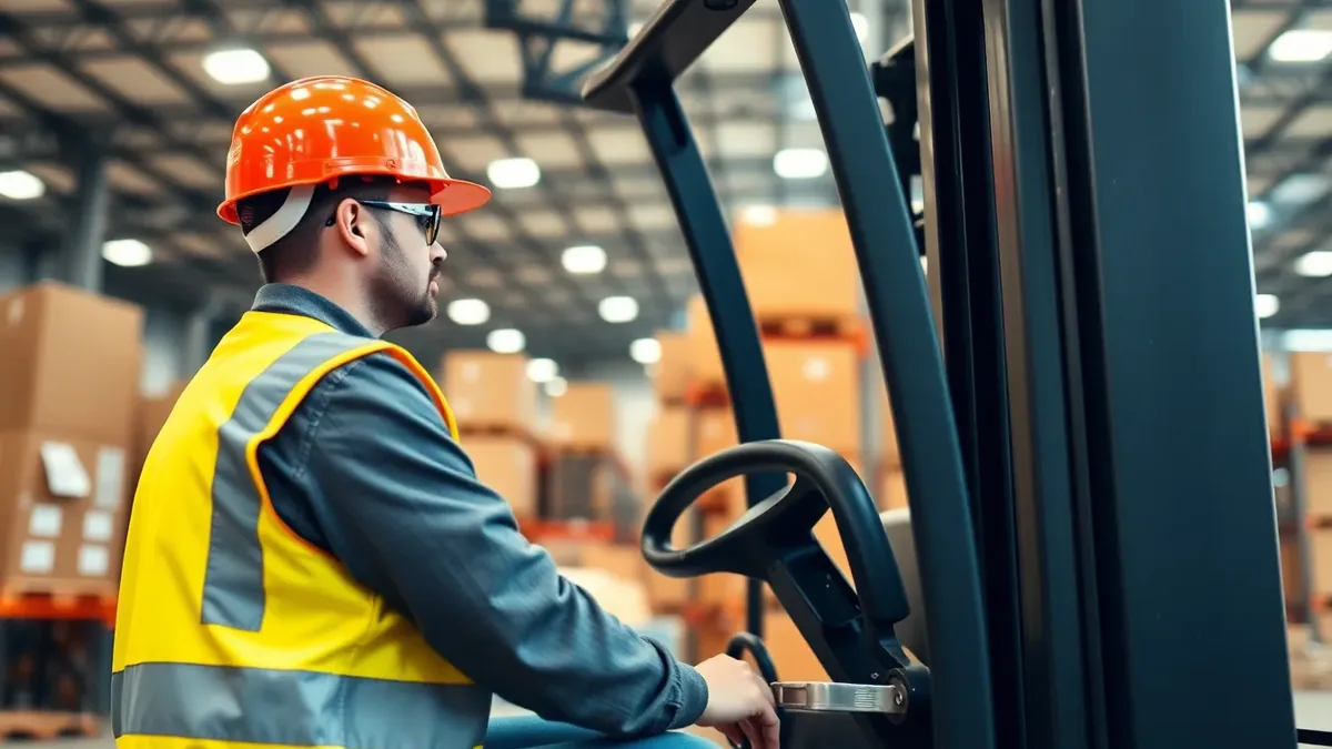 Operator running a lift truck in a warehouse — Upright Forklift, Houston TX