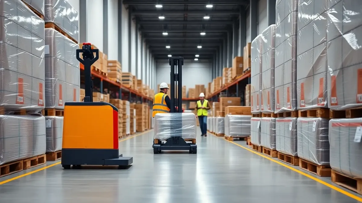Electric pallet jack in a Houston distribution warehouse — Upright Forklift, Houston TX