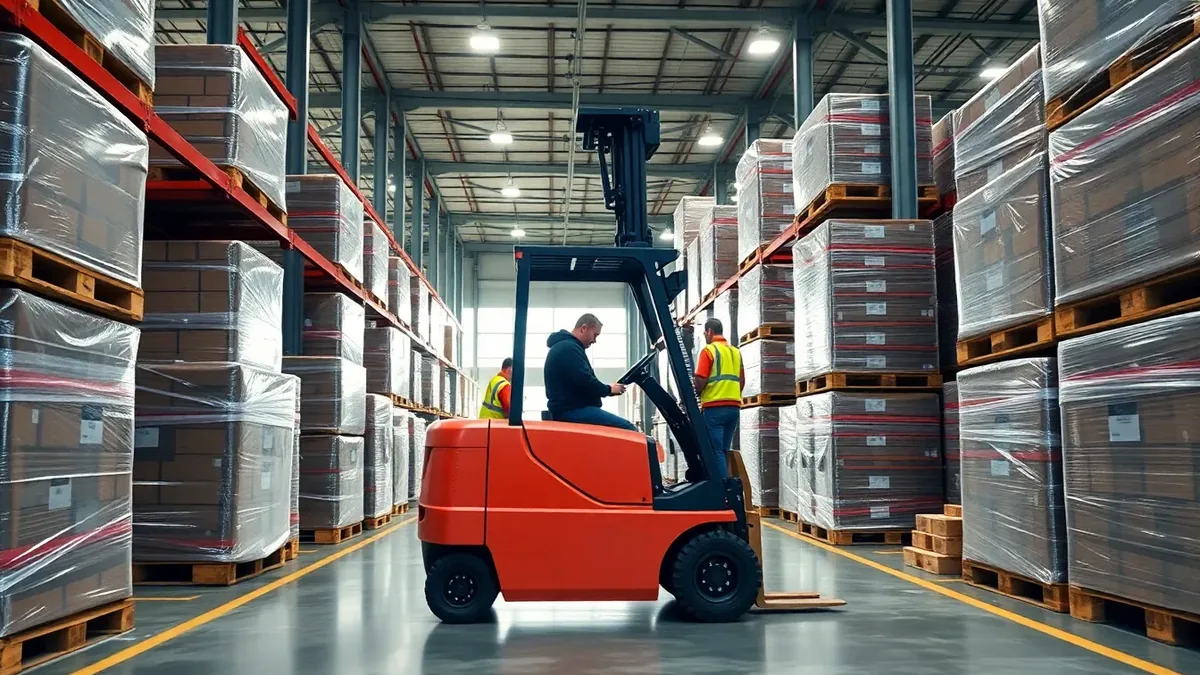 Reach truck forklift in a Houston distribution warehouse — Upright Forklift, Houston TX
