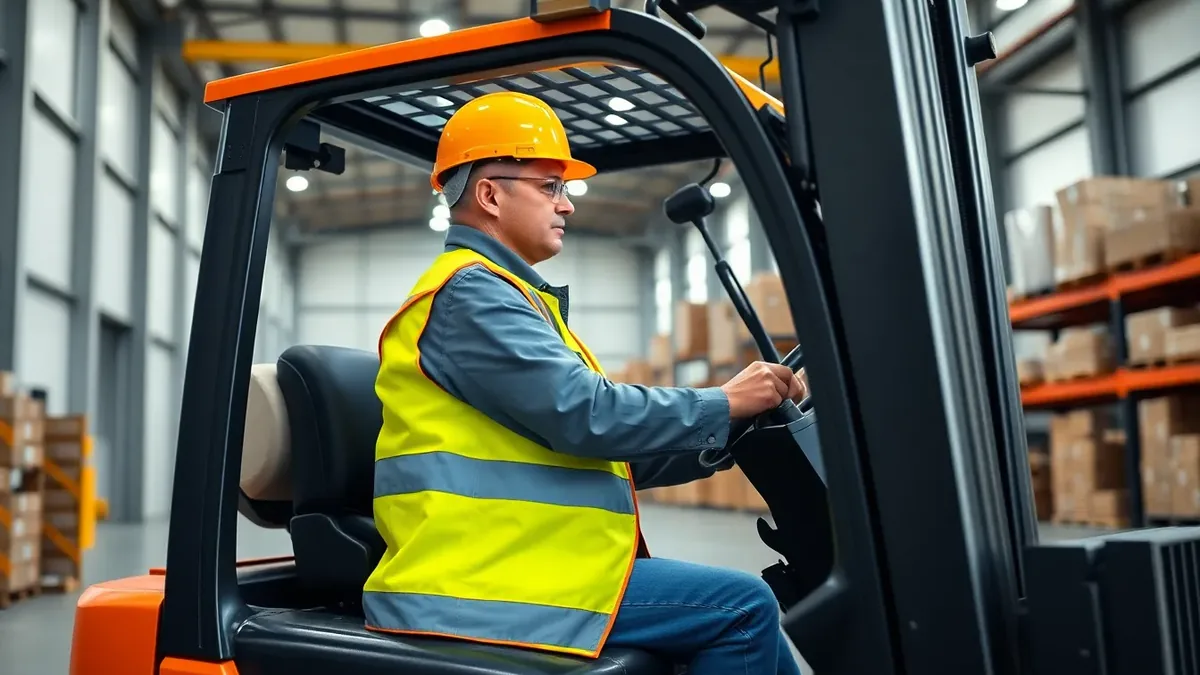 Operator running a forklift in a warehouse — Upright Forklift, Houston TX