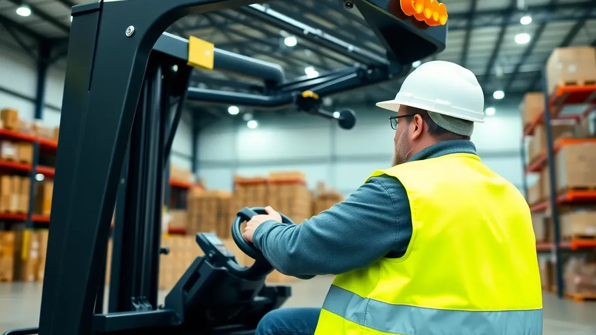 Operator running a forklift in a warehouse — Upright Forklift, Houston TX