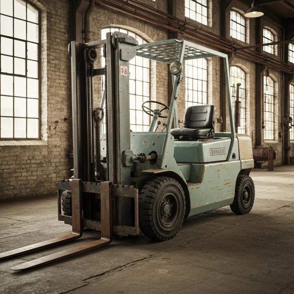 Diverse forklift parts including OEM, aftermarket, remanufactured, and used components on a workshop table