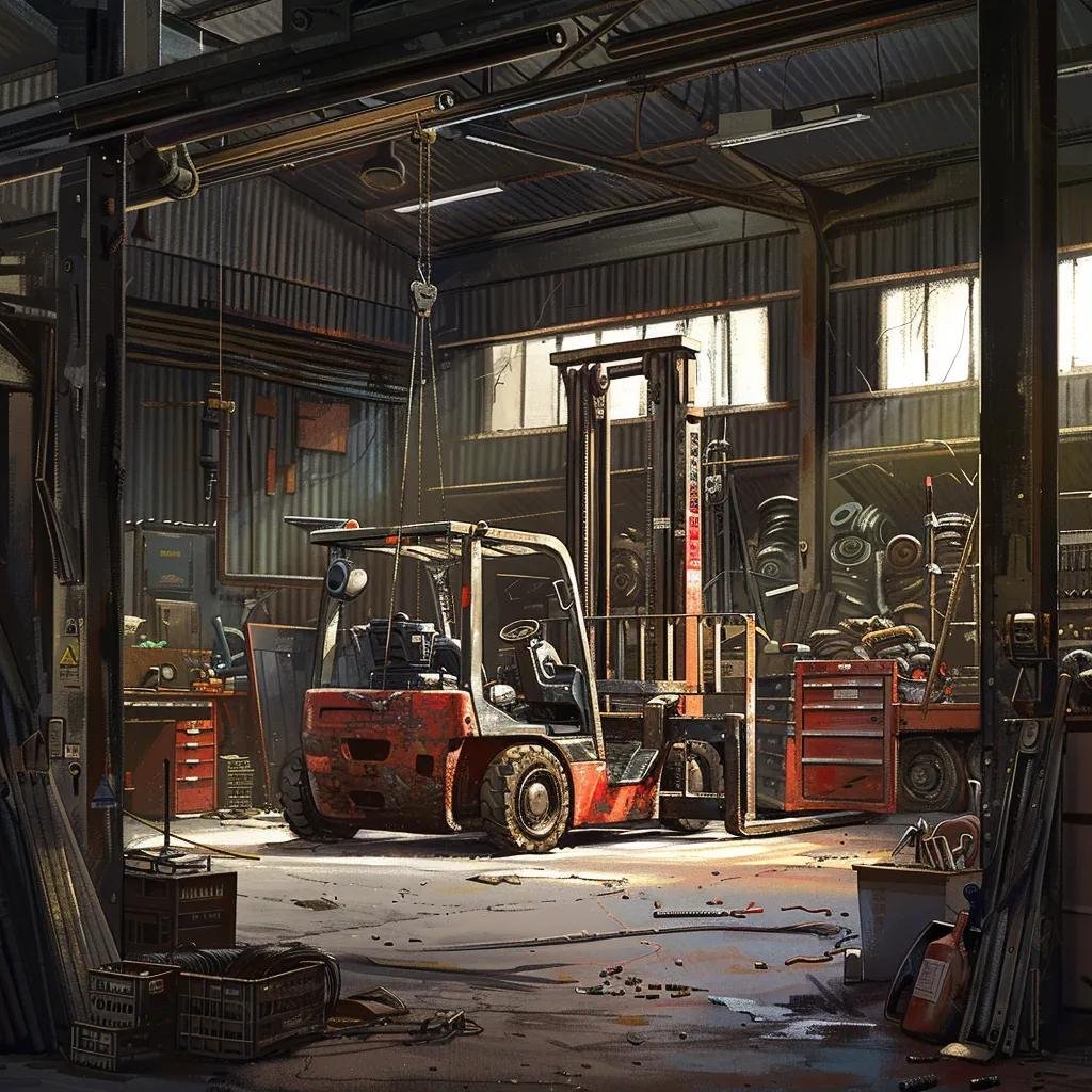 Forklift repair in Houston with a technician working on hydraulic systems
