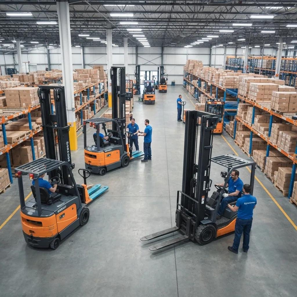 Comparison of electric and internal combustion forklifts in a warehouse setting