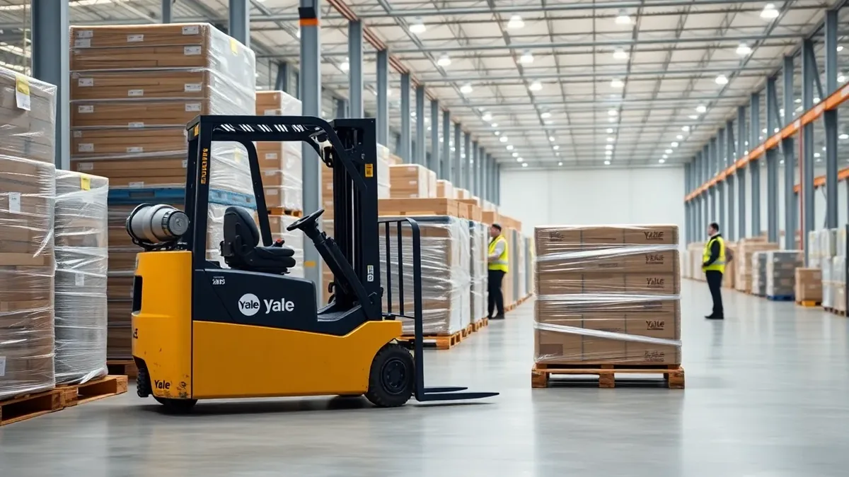 Yale forklift in a Houston distribution warehouse — Upright Forklift, Houston TX